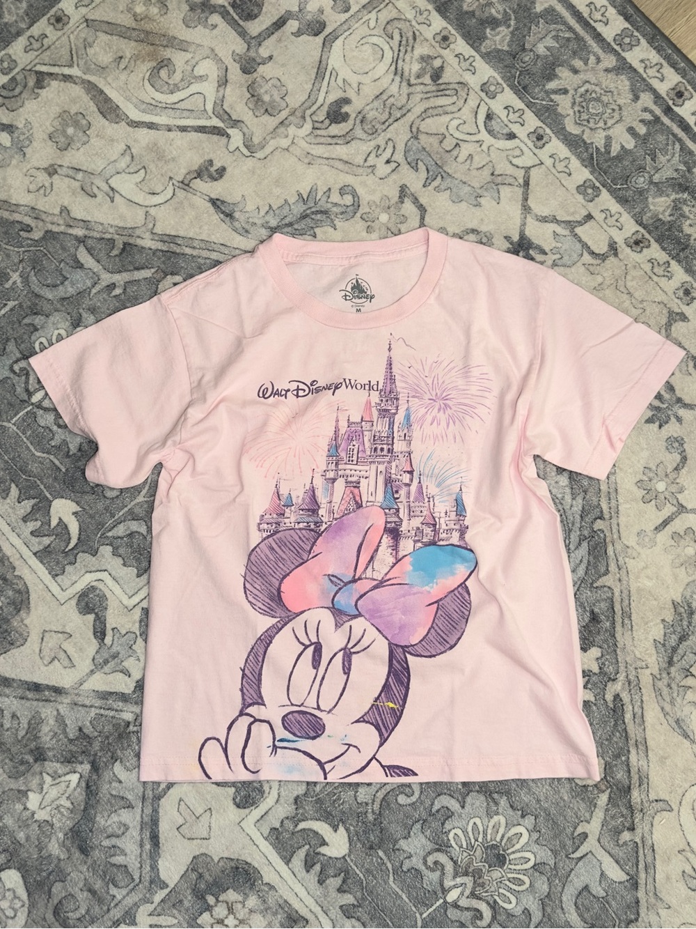 Walt Disney World Kids Pink Minnie Mouse Castle Shirt M⁠